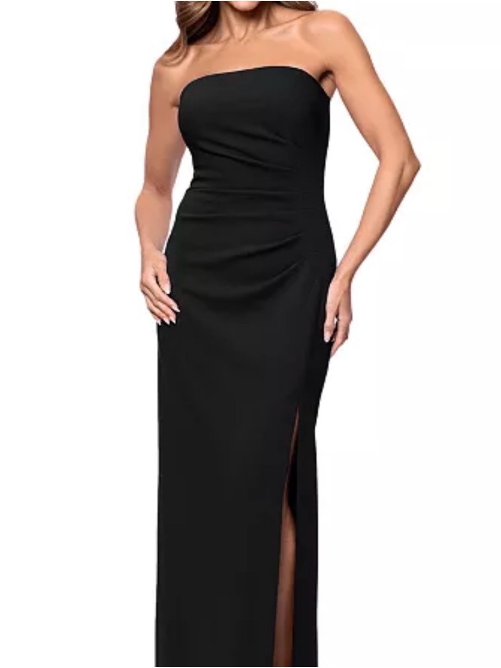 a new day Black Strapless Ruched Midi Dress